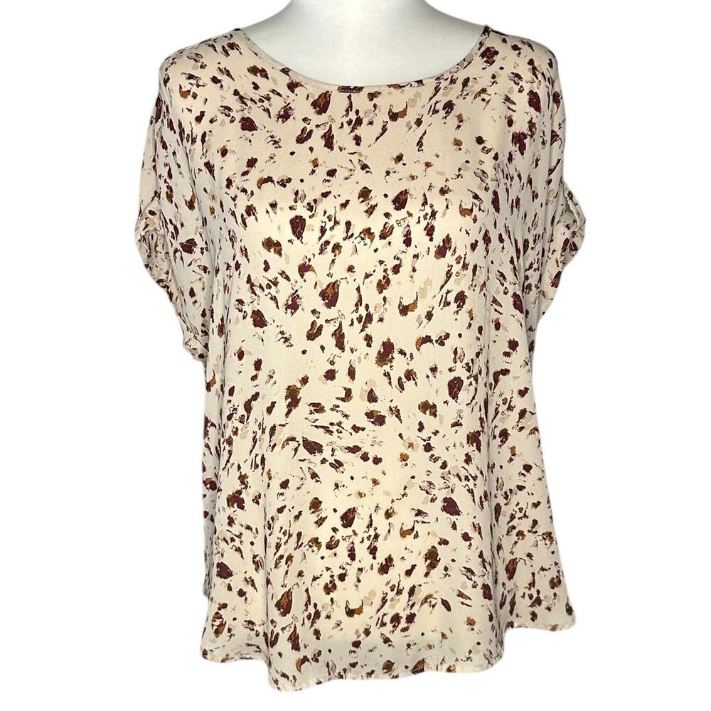 Maurices Tan Purple Short Sleeve Top Medium